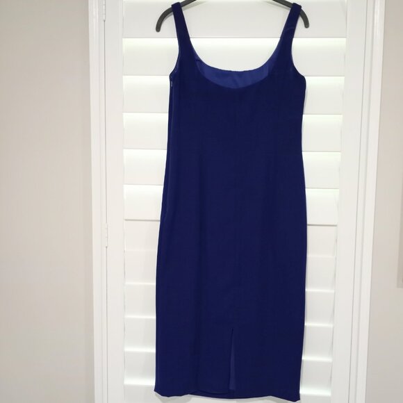 WORTH NEW YORK ROYAL DEEEP BLUE LOW NECKLINE SHIFT DRESS WOMEN SIZE 4 - Picture 2 of 5